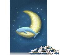 1000 Piece Lonely Whale And Moon Square Puzzle for Adults Paper Puzzles Educational Puzzle Family Game 38x26cm/1000pcs