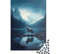 1000 Piece Lonely Wolf Square Jigsaw Puzzles for Adults, Wooden Puzzles Learning Educational Toy 1000pcs (75x50cm)