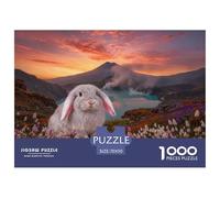 1000 Piece Lop Rabbit Jigsaw Puzzle for Adults - Challenging Brain Teaser, Wildflower Lake Puzzle, Decoration Unique Gift 70x50cm/1000pcs