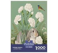 1000 Piece Lop Rabbit Jigsaw Puzzle for Adults - Challenging Game, Flowers Puzzle, Home Decoration Birthday Gifts 38x26cm/1000pcs