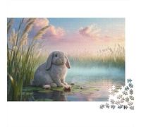 1000 Piece Lop Rabbit Jigsaw Puzzle for Adults & Kids - Challenging Brain Teaser, Reed Bed Puzzle, Decoration Gifts 52x38cm/1000pcs