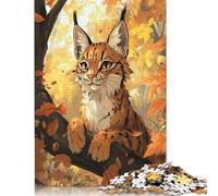 1000 Piece Lynx in Autumn Forest Jigsaw Puzzles for Adults Paper Puzzle for Adults And Teenager Educational Puzzle 1000pcs (75x50cm)