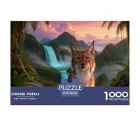 1000 Piece Lynx Jigsaw Puzzle for Adults - Challenging Brain Teaser, Rainforest Waterfall Jigsaws, Decoration Birthday Gifts 38x26cm/1000pcs