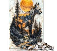 1000 Piece Lynx Mountain Sunset Jigsaw Puzzles for Adults Paper Puzzle for Adults And Teenager Educational Puzzle 1000pcs (75x50cm)