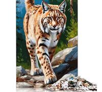 1000 Piece Lynx Portrait in Forest Jigsaw Puzzle for Adult Teenagers Paper Puzzle Jigsaws for Adults Sustainable Puzzle for Adults 38x26cm/1000pcs