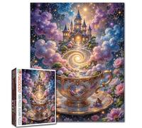 1000 Piece Magic Castle Teacup Jigsaw Pu zzles for Adults Fantasy Starry Sky Puzzles Dream Clouds Stars Puzzle Challenging Family Activity Games DIY Craft Puzzle for Home Decor Gifts 19.7" x 27.6 "
