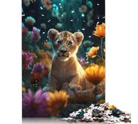 1000 Piece Magical Floral Lion Cub Jigsaw Wooden Puzzle Adult Jigsaw Puzzle Jigsaw Puzzles for Adult 1000pcs (75x50cm)