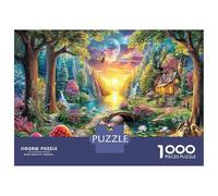 1000 Piece Magical Forest Jigsaws Puzzles Fun Details Beautiful Decoration Mountain Sunset Puzzles Educational Games for Adults Kids Family 52x38cm/1000pcs