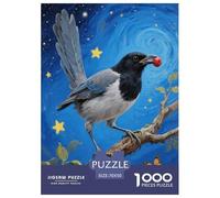 1000 Piece Magpie Jigsaw Puzzles for Adults Kids Challenge Toy Educational Games Decoration Azure Winged Magpie Nebula Jigsaws Gifts 70x50cm/1000pcs