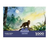 1000 Piece Maine Coon Jigsaw Puzzle for Adults Kids - Family Fun, Family Game, Moonlit Night Woods Puzzle, Home Decoration Birthday Gifts 70x50cm/1000pcs