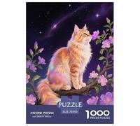 1000 Piece Maine Coon Jigsaw Puzzles for Adults Kids Challenge Toy Family-Friendly Brain Teaser Home Decoration Maine Coon Flowers Puzzle Birthday Gifts 70x50cm/1000pcs