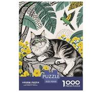 1000 Piece Maine Coon Jigsaw Puzzles for Adults Kids Challenge Toy Family Fun Game Decoration Maine Coon Flowers Plants Jigsaws Birthday Gifts 70x50cm/1000pcs