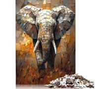 1000 Piece Majestic Elephant in Dynamic Impasto Art Jigsaw Puzzles for Adults Puzzles for Adults Family Activity Jigsaw Puzzles 38x26cm/1000pcs