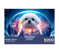 1000 Piece Maltese Dog Jigsaw Puzzle for Adults Kids - Challenging Game, Castle Snowy Mountain Puzzles, Decoration Unique Gift 38x26cm/1000pcs