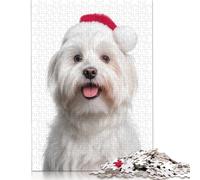 1000 Piece Maltese Dog with Santa Hat Portrait Adult Jigsaw Puzzle Puzzles for Adults Learning Educational Puzzle 1000pcs (75x50cm)
