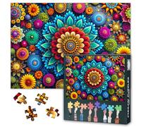 1000-Piece Mandala Colorful Circles Jigsaw Puzzle Abstract Floral Aerial Design Impossibly Challenging Game for Puzzle Enthusiasts 50x70 cm