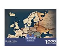 1000 Piece Map of Europe Jigsaw Puzzles Great Gift for Adults Fun Challenging Home DecoRation Brainteasing European Geography Jigsaw Puzzle for Adults 38x26cm/1000pcs