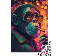 1000 Piece Marijuana Monkey Jigsaw Puzzles for Adults Wood Puzzle Jigsaws for Adults 1000pcs (75x50cm)