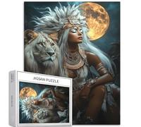 1000 Piece Mayan Woman Leaning on a Sitting Lion Jigsaw Puzzles for Adults Colorful DIY Puzzles for Home Decoration Gifts Family Puzzle Perfect for Game Nights 50×70cm