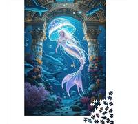 1000 Piece Mermaid Jigsaw Puzzles for Adults Challenge Toy Family Fun Game Home Decoration Mermaid Jellyfish Puzzles Unique Gift 1000pcs (75x50cm)