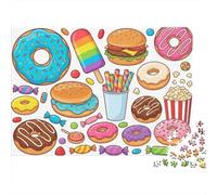 1000 Piece Mini Jigsaw Puzzle For Adults Candy Donut Burger Gift Idea