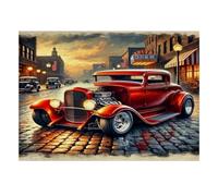 1000 Piece Mini Jigsaw Puzzle For Adults Car Street Sunset Gift Idea | 38x26cm Cardboard Puzzle Lovers Mind Relaxation Puzzle Game Birthday Gift Living Room Decor