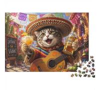 1000 Piece Mini Jigsaw Puzzle for Adults Cat Guitar Hat Gift Idea | 38x26cm Cardboard Puzzle Lovers Family Bonding Puzzle Assembly Birthday Gift Home Decor