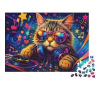 1000 Piece Mini Jigsaw Puzzle For Adults Cat Music Headphone Gift Idea | 38x26cm Cardboard Puzzle Lovers Family Bonding Puzzle Game Birthday Gift Home Decor