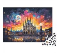 1000 Piece Mini Jigsaw Puzzle For Adults Cathedral Sky Reflection Gift Idea | 52x38cm Cardboard Puzzle Lovers Family Bonding Puzzle Assembly Birthday Gift Home Decor