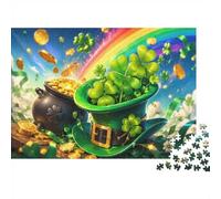 1000 Piece Mini Jigsaw Puzzle for Adults Clover Rainbow Gold Gift Idea | 38x26cm Cardboard Puzzle Lovers Family Bonding Puzzle Assembly Birthday Gift Home Decor