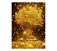 1000 Piece Mini Jigsaw Puzzle For Adults Coin Tree Gold Gift Idea | 52x38cm Cardboard Puzzle Lovers Family Bonding Puzzle Game Birthday Gift Home Decor