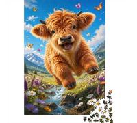 1000 Piece Mini Jigsaw Puzzle For Adults Cow Butterfly Meadow Gift Idea | 70x50cm Cardboard Puzzle Lovers Family Bonding Puzzle Game Birthday Gift Home Decor