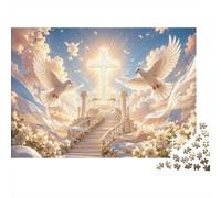 1000 Piece Mini Jigsaw Puzzle For Adults Cross Dove Stairway Birthday Gift | 70x50cm Cardboard Puzzle Lovers Family Bonding Puzzle Game Birthday Gift Living Room Decor