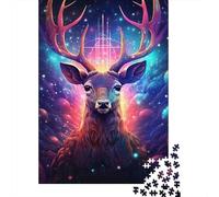 1000 Piece Mini Jigsaw Puzzle For Adults Deer Galaxy Light Gift Idea | 70x50cm Cardboard Puzzle Lovers Mind Relaxation Handmade Puzzle Gathering Gift Living Room Decor
