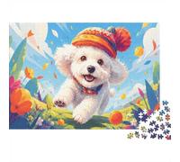 1000 Piece Mini Jigsaw Puzzle For Adults Dog Hat Meadow Gift Idea | 52x38cm Cardboard Puzzle Lovers Family Bonding Puzzle Game Birthday Gift Home Decor