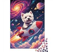 1000 Piece Mini Jigsaw Puzzle for Adults Dog Rocket Space Gift Idea | 38x26cm Cardboard Puzzle Lovers Mind Relaxation Puzzle Assembly Birthday Gift Living Room Decor