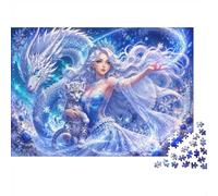 1000 Piece Mini Jigsaw Puzzle for Adults Dragon Snow Leopard Woman Gift | 52x38cm Cardboard Puzzle Lovers Family Bonding Puzzle Assembly Birthday Gift Home Decor