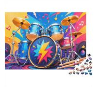 1000 Piece Mini Jigsaw Puzzle For Adults Drum Lightning Music Gift Idea | 38x26cm Cardboard Puzzle Lovers Family Bonding Puzzle Game Birthday Gift Home Decor