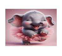 1000 Piece Mini Jigsaw Puzzle For Adults Elephant Ballet Pink Birthday Gift | 38x26cm Cardboard Puzzle Lovers Anxiety Relief Handmade Puzzle Friend Gift Living Room Decor
