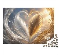 1000 Piece Mini Jigsaw Puzzle For Adults Feather Heart Gift Idea | 38x26cm Cardboard Puzzle Lovers Mind Relaxation Handmade Puzzle Birthday Gift Living Room Decor