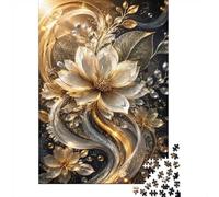 1000 Piece Mini Jigsaw Puzzle For Adults Flower Leaf Gold Gift Idea | 70x50cm Cardboard Puzzle Lovers Family Bonding Puzzle Game Birthday Gift Home Decor