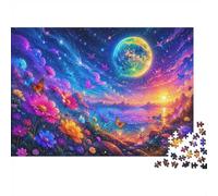 1000 Piece Mini Jigsaw Puzzle For Adults Flowers Moon Butterflies Gift Idea | 70x50cm Cardboard Puzzle Lovers Mind Relaxation Puzzle Assembly Gathering Gift Living Room Decor
