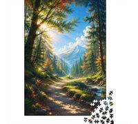 1000 Piece Mini Jigsaw Puzzle For Adults Forest Mountain Stream Gift Idea | 70x50cm Cardboard Puzzle Lovers Mind Relaxation Puzzle Assembly Gathering Gift Living Room Decor