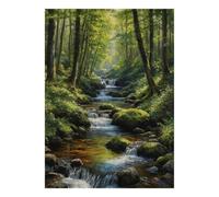 1000 Piece Mini Jigsaw Puzzle For Adults Forest Stream Moss Birthday Gift | 52x38cm Cardboard Puzzle Lovers Family Bonding Puzzle Game Gathering Gift Living Room Decor