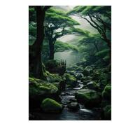 1000 Piece Mini Jigsaw Puzzle for Adults Forest Stream Moss Gift Idea | 38x26cm Cardboard Puzzle Lovers Family Bonding Puzzle Assembly Gathering Gift Living Room Decor