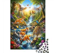 1000 Piece Mini Jigsaw Puzzle For Adults Fox Deer Forest Gift Idea | 52x38cm Cardboard Puzzle Lovers Family Bonding Puzzle Game Birthday Gift Home Decor