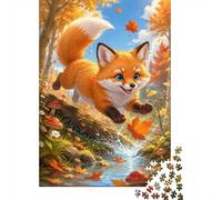 1000 Piece Mini Jigsaw Puzzle For Adults Fox Forest Stream Gift Idea | 38x26cm Cardboard Puzzle Lovers Family Bonding Puzzle Assembly Gathering Gift Living Room Decor
