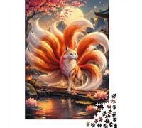 1000 Piece Mini Jigsaw Puzzle For Adults Fox Lantern Moon Gift Idea | 70x50cm Cardboard Puzzle Lovers Mind Relaxation Puzzle Assembly Gathering Gift Living Room Decor