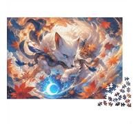 1000 Piece Mini Jigsaw Puzzle For Adults Fox Leaf Moon Gift Idea | 38x26cm Cardboard Puzzle Lovers Mind Relaxation Handmade Puzzle Birthday Gift Living Room Decor