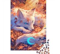 1000 Piece Mini Jigsaw Puzzle For Adults Fox Leaf Moon Gift Idea | 38x26cm Cardboard Puzzle Lovers Mind Relaxation Puzzle Assembly Gathering Gift Living Room Decor